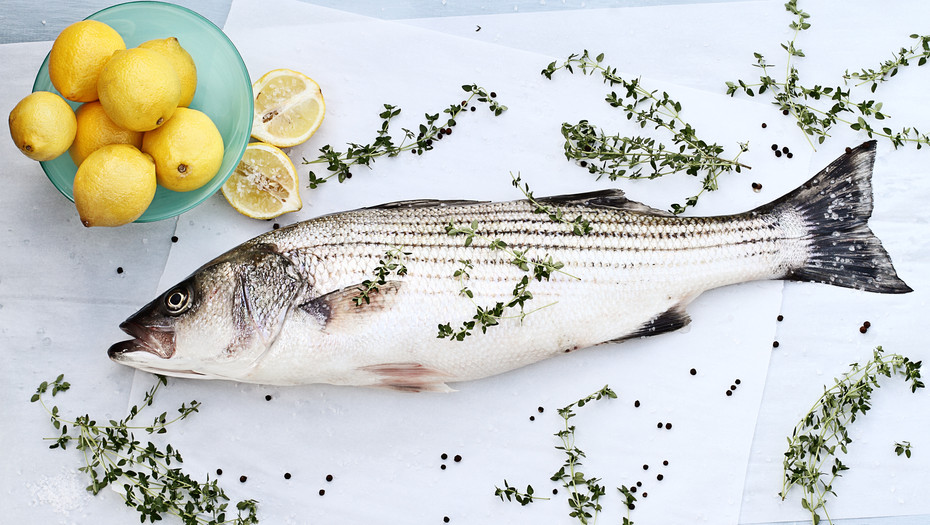 Grilled Striped Bass with Charred Cucumber Sauce - - Recipe from ...