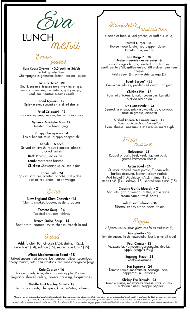 Eva restaurant in Boston, MA on BostonChefs.com: guide to Boston ...