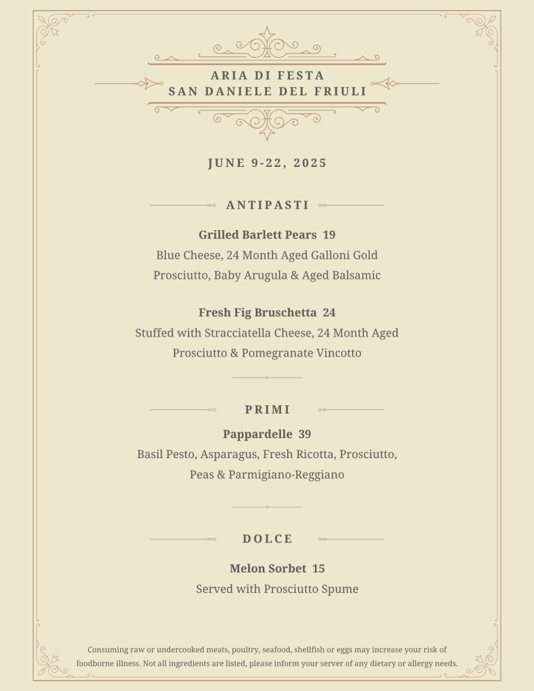 Prom Menu Italian A Taste of Italy’s Festival Season - Boston Restaurant News and Events